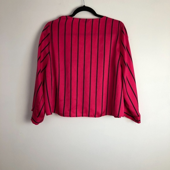 TOPSHOP women stripe red-black cropped top Size 10 - Picture 5 of 7